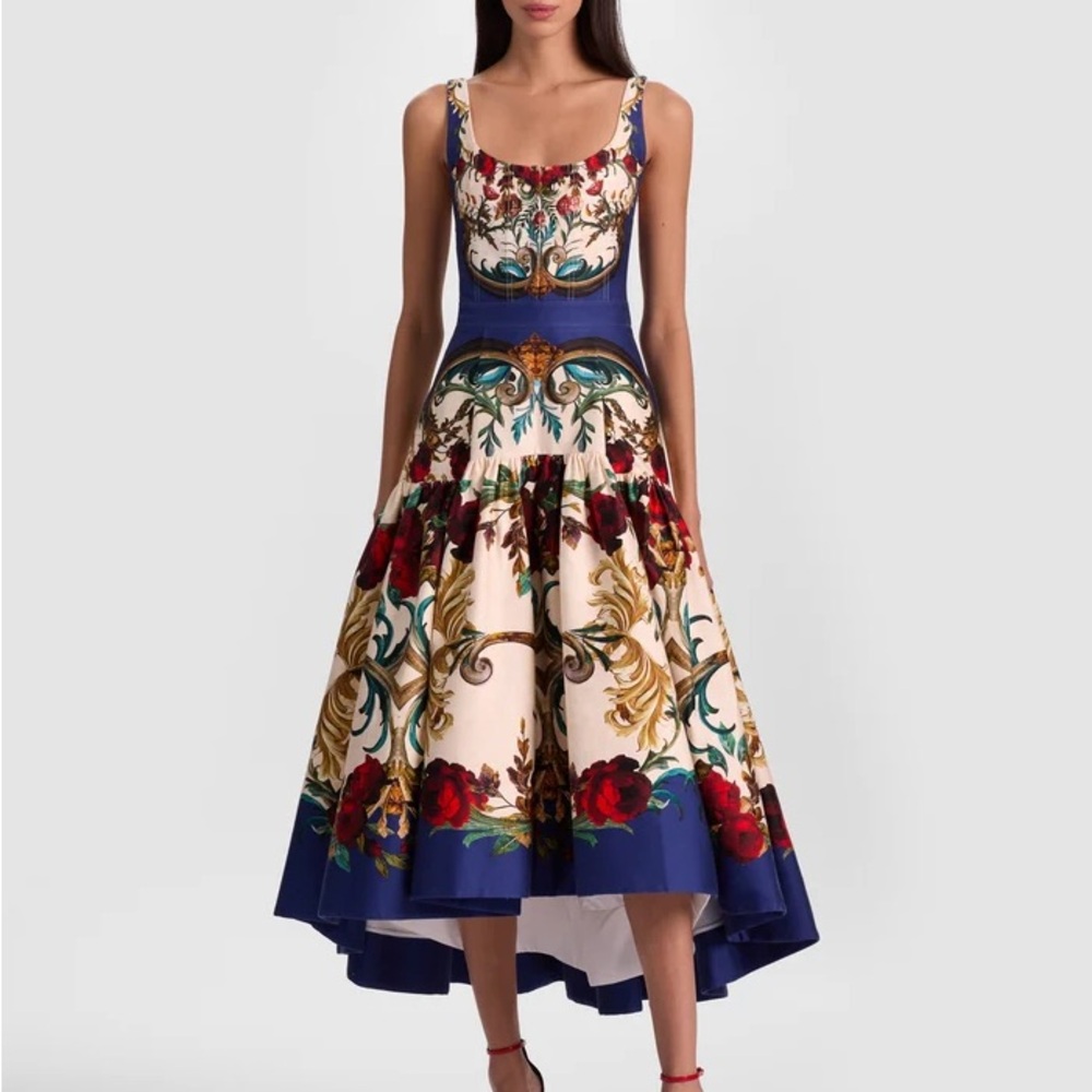 Alice + Olivia DIANA STRUCTURED MIDI DRESS